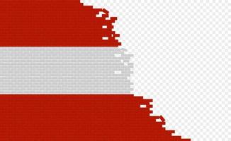 Austria flag on broken brick wall. Empty flag field of another country. Country comparison. Easy editing and vector in groups.