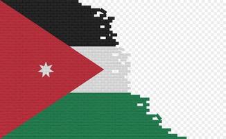 Jordan flag on broken brick wall. Empty flag field of another country. Country comparison. Easy editing and vector in groups.