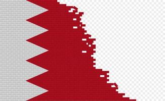 Bahrain flag on broken brick wall. Empty flag field of another country. Country comparison. Easy editing and vector in groups.