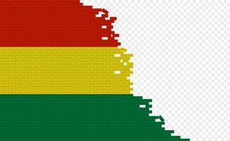 Bolivia flag on broken brick wall. Empty flag field of another country. Country comparison. Easy editing and vector in groups.