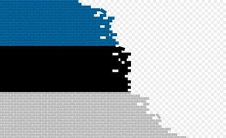 Estonia flag on broken brick wall. Empty flag field of another country. Country comparison. Easy editing and vector in groups.