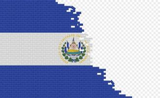 bandera de el salvador en la pared de ladrillos rotos. campo de bandera vacío de otro país. comparación de países. fácil edición y vector en grupos.