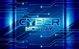 Cyber monday banner, with blue technology circuit board background Illustration