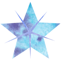 Blue watercolor star. Celestial element, space, sky png