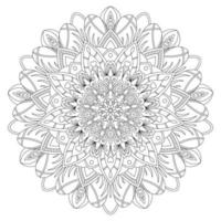 Vector mandala drawing with black lines on a white background.