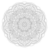 Vector mandala drawing with black lines on a white background.