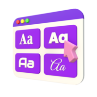 ilustração de tipos de letra 3d estilizados com cursor png