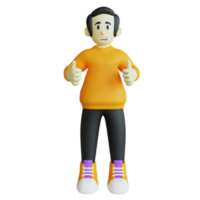 Stylized 3D Character Doing Thumbs Up Pose png