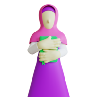 personnage 3d stylisé fille musulmane tenant le coran png