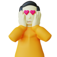 Stylized 3D Character Falling in Love Gesture png