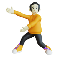 personnage 3d stylisé pointant la main vers la pose de gauche png