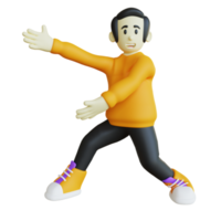 personagem 3d estilizado apontando a mão para a pose esquerda png