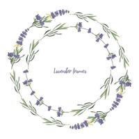 Set violet Lavender beautiful floral frames template in vector watercolor style isolated on white background for decorative design, wedding card, invitation, travel flayer. Botanical illustration