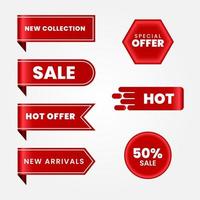 set of red sale labels vector