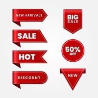 set of red sale labels vector