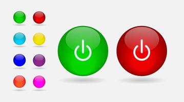 web icon push-button power. glossy style vector