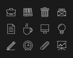 office line icons set vector