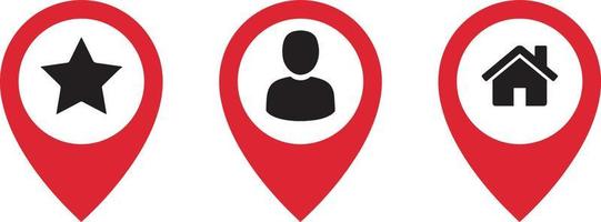red user icon Location, map pin vector icon. GPS marker symbols. Plan place pointer signs.