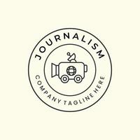 journalism with linear and emblem style logo vector icon design. camera, news template illustration