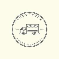 linear and insignia food truck style logo vector icon design template illustration