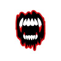 Vampire teeth fangs for Halloween.Vampire fangs sticker vector. vector