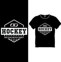 mantén la calma y juega al diseño de la camiseta de hockey vector