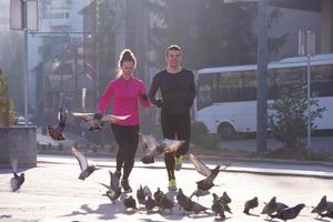 young  couple jogging photo