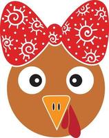 Turkey with Bow, Happy Fall, Thanksgiving Day, Happy Harvest, Vector Illustration File