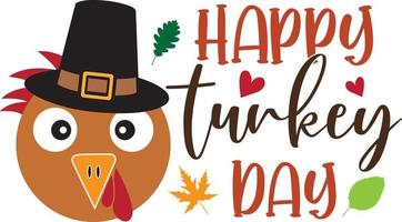 Happy Turkey Day, Happy Fall, Thanksgiving Day, Happy Harvest, Vector Illustration File