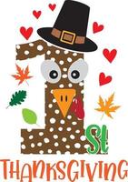 1st Thanksgiving with Pilgrim, Happy Fall, Thanksgiving Day, Happy Harvest, Vector Illustration File