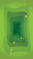 Minimal geometric papercraft background. Green circles elements with fluid gradient. Dynamic shapes composition. Flat Vector illustration