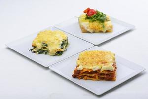 lasagna on white photo