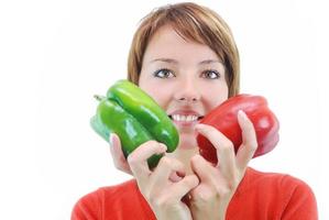 pretty girl with pepper isolated photo