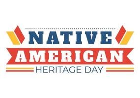 plantilla del día de la herencia nativa americana ilustración plana de dibujos animados dibujados a mano para reconocer los logros y contribuciones de la cultura tribal india vector