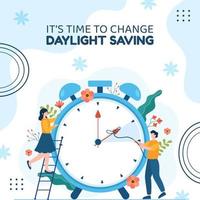 Daylight Savings Time Background Template Hand Drawn Cartoon Flat Illustration vector