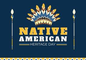 Native American Heritage Day Template Hand Drawn Cartoon Flat Illustration to Recognize the Achievements and Contributions of Tribal Indian Culture vector