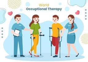 World Occupational Therapy Day Background Template Hand Drawn Cartoon Flat Illustration vector