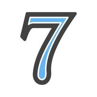 Number Seven Glyph Blue and Black Icon vector