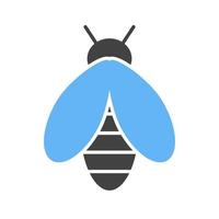 Bee Glyph Blue and Black Icon vector