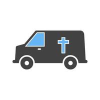 furgoneta funeraria i glifo icono azul y negro vector