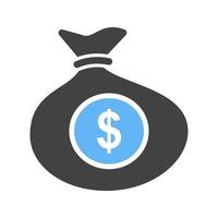 Sack of Money Glyph Blue and Black Icon vector