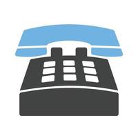 Telephone Glyph Blue and Black Icon vector