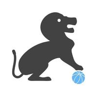 Lion Performing Glyph Blue and Black Icon vector