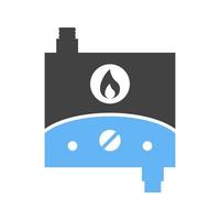 Tankless Water Heater Glyph Blue and Black Icon vector