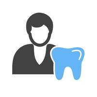 dentista glifo icono azul y negro vector