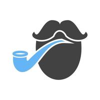 Pirate with Smoking Pipe Glyph Blue and Black Icon vector