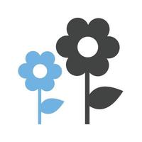 Flowers Glyph Blue and Black Icon vector