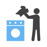 Man Doing Laundry Glyph Blue and Black Icon vector