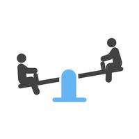 Sitting on Seesaw Glyph Blue and Black Icon vector
