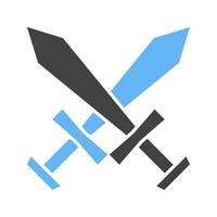 Swords Glyph Blue and Black Icon vector